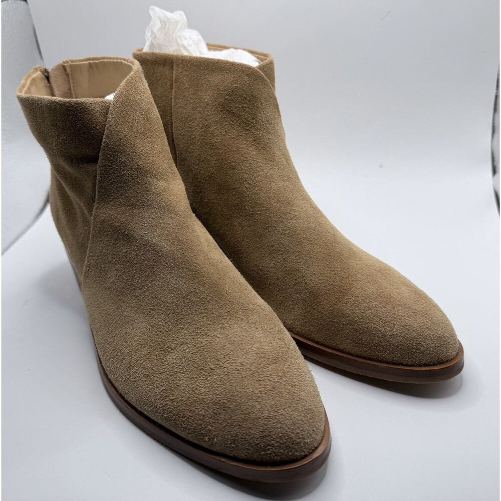 Soludos Venetian Suede Leather Tan Ankle Chelsea Side Zip Bootie Size 8 NWOB